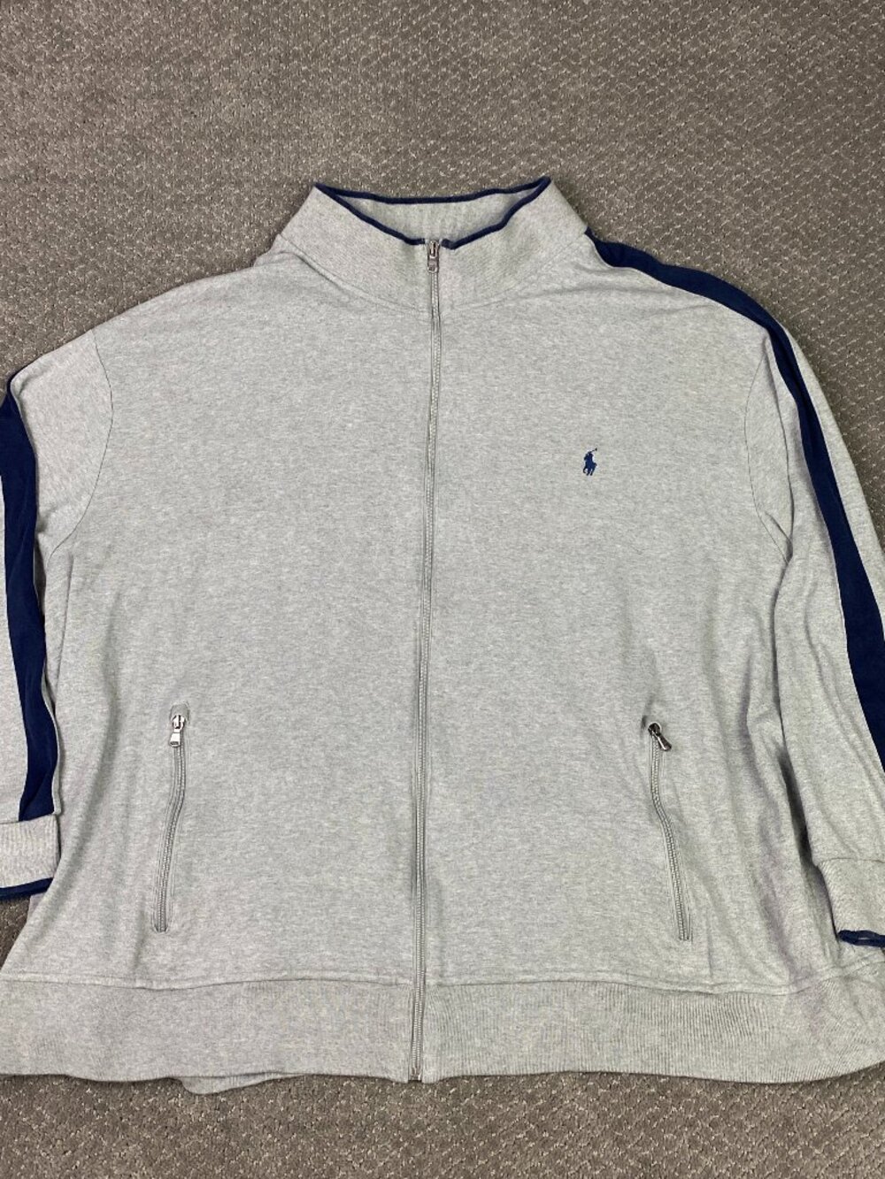 Polo Ralph Lauren Track Jacket Mens 5XB Gray Navy Bomber Full Zip Cotton